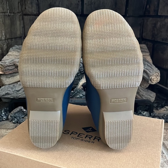 Brand New Sperry Saltwater Wool Plaid Duck Boot Waterproof Blue Winter Rain - Picture 12 of 15